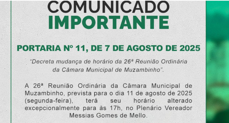  Atenção, comunidade de Muzambinho!