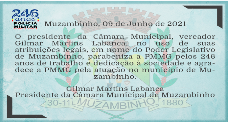 Câmara Municipal parabeniza PMMG